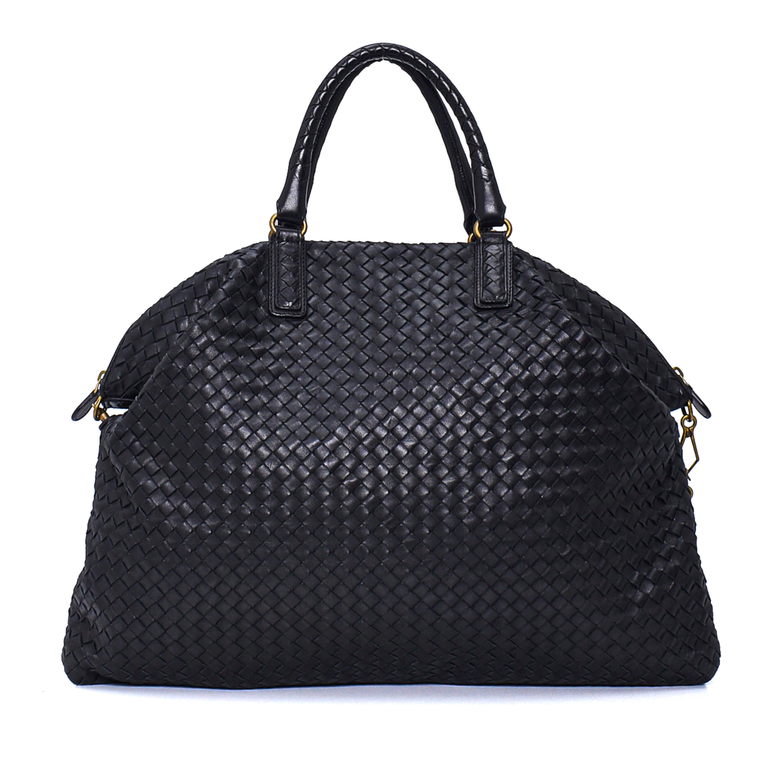 Bottega Veneta - Black Intreccıato Leather Large Hobo Bag